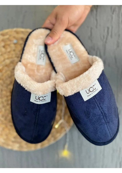 Ünisex Içi Kürklü Kışlık Ev Terliği Misafir Çeyiz Bohça Terliği Kaymaz Ses Yapmaz Taban