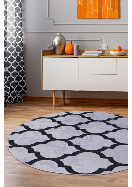 Halı Gri Maça Yıkanabilir Saçaksız Yuvarlak Kesme Ince Yolluk Kilim Salon Halısı Modeli