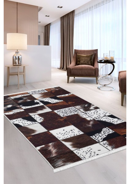 Halı Kahverengi DR01 Yıkanabilir Saçaklı Kesme Ince Yolluk Kilim Salon Halısı Modelleri