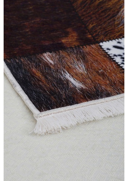 Halı Kahverengi DR01 Yıkanabilir Saçaklı Kesme Ince Yolluk Kilim Salon Halısı Modelleri modelleri