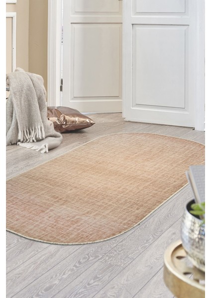 Halı Vizon Stylish Yıkanabilir Saçaksız Oval Kesme Ince Yolluk Kilim Salon Halısı Modeli