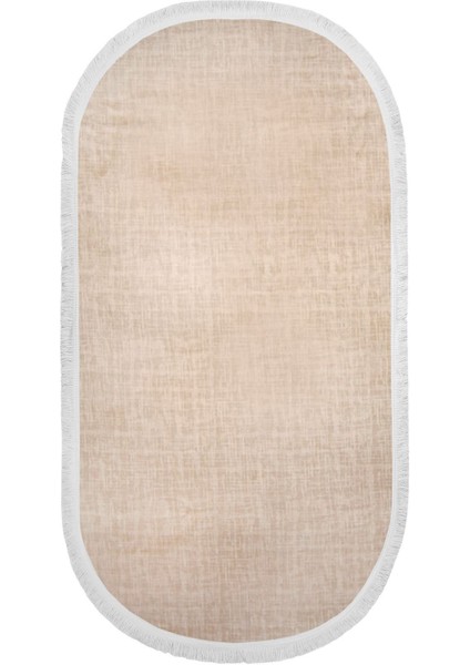 Halı Vizon Stylish Yıkanabilir Saçaklı Oval Kesme Ince Yolluk Kilim Salon Halısı Modeli