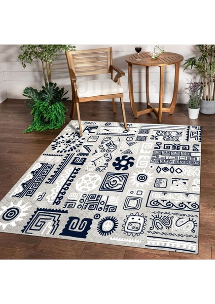 Halı Gri K0450 Yıkanabilir Saçaksız Ince Yolluk Kilim Salon Halısı Modelleri