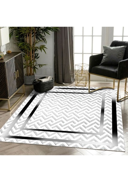 Halı Gri K0470 Yıkanabilir Saçaksız Ince Yolluk Kilim Salon Halısı Modelleri