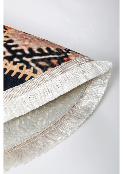 Halı Turuncu K1300 Saçaklı Oval Kesme Ince Yolluk Kilim Salon Halısı Modelleri