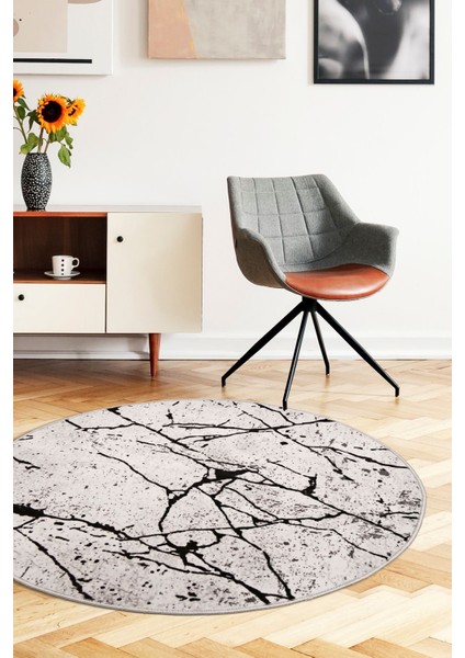 Halı Gri AS18 Yıkanabilir Yuvarlak Kesme Ince Yolluk Kilim Salon Halısı Modelleri