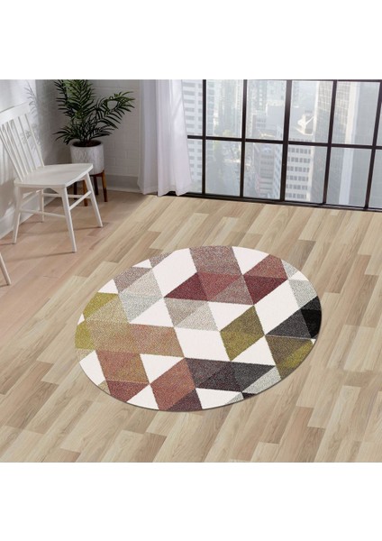 Halı Multi K1270 Yıkanabilir Yuvarlak Kesme Ince Yolluk Kilim Salon Halısı Modelleri
