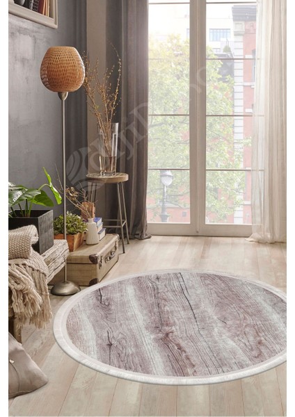 Halı Vizon KY7055 Saçaklı Yuvarlak Kesme Ince Yolluk Kilim Salon Halısı Modelleri