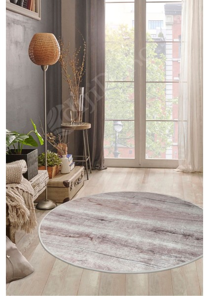 Halı Vizon KY7055 Yıkanabilir Yuvarlak Kesme Ince Yolluk Kilim Salon Halısı Modeli