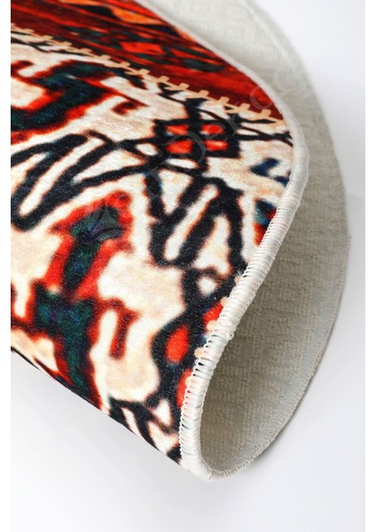 Halı Turuncu K1300 Yuvarlak Kaymaz Kesme Ince Yolluk Kilim Salon Halısı Modelleri fırsatları