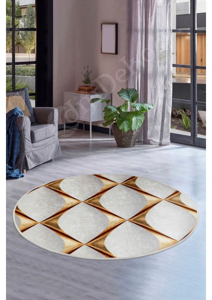 Halı Gold KY7059 Yıkanabilir Yuvarlak Kesme Ince Yolluk Kilim Salon Halısı Modelleri