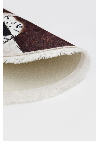 Halı Kahverengi DR01 Saçaklı Oval Kaymaz Kesme Ince Yolluk Kilim Salon Halısı Modelleri modelleri