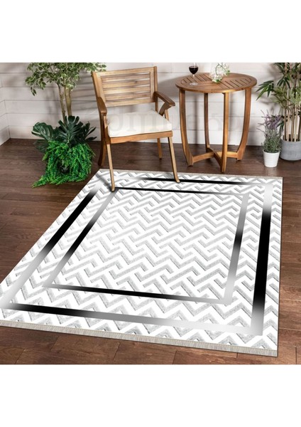 Halı Gri K0470 Yıkanabilir Saçaklı Ince Yolluk Kilim Salon Halısı Modelleri