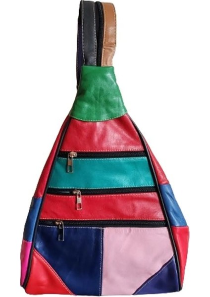 Kadın Hakiki Deri Maymun Model Sırt Çantası - Çok Bölmeli - Kırmızı Ala modelleri