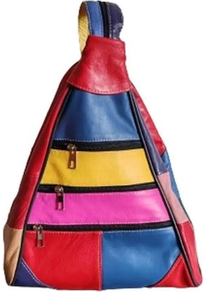 Kadın Hakiki Deri Maymun Model Sırt Çantası - Çok Bölmeli - Kırmızı Ala fırsatları