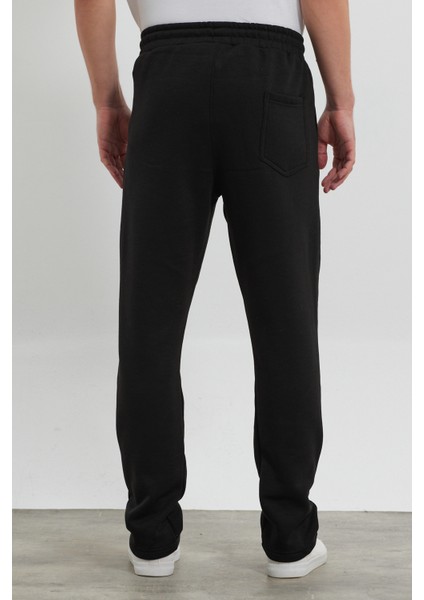 Erkek Siyah Baggy Düz Paça Bol Kesim Içi Polarlı Overdose Baskılı Pamuklu Eşofman Altı RF0497 indirimleri
