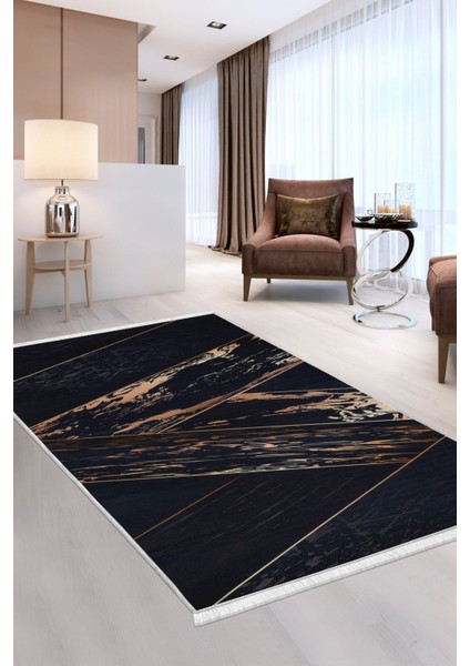 Halı Siyah Gold Yıkanabilir Saçaklı Kesme Ince Yolluk Kilim Salon Halısı Modelleri