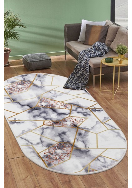 Halı Gold Kristal Yıkanabilir Saçaksız Oval Kesme Ince Yolluk Kilim Salon Halısı Modeli