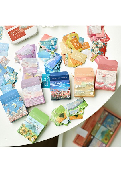 Yağlı Boya Resim Temalı 6 Adet Sticker Kutu Seti Bullet Journal GGK DK092