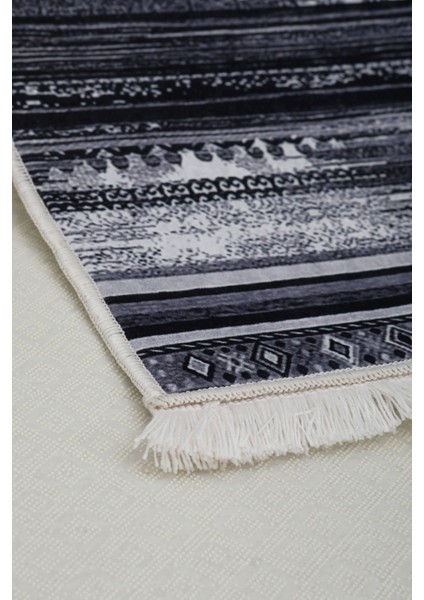 Halı Gri Köln Yıkanabilir Saçaklı Kare Kesme Ince Yolluk Kilim Salon Halısı Modeli
