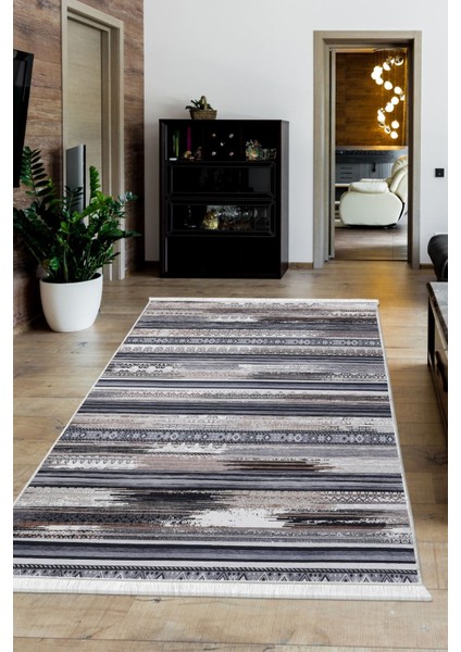 Halı Kahverengi Köln Saçaklı Kaymaz Kesme Ince Yolluk Kilim Salon Halısı Modelleri