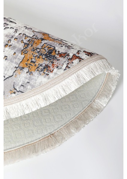 Halı Multi KY7005 Saçaklı Oval Kaymaz Kesme Ince Yolluk Kilim Salon Halısı Modelleri