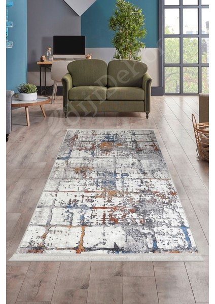 Halı Multi KY7005 Yıkanabilir Saçaklı Kesme Ince Yolluk Kilim Salon Halısı Modelleri