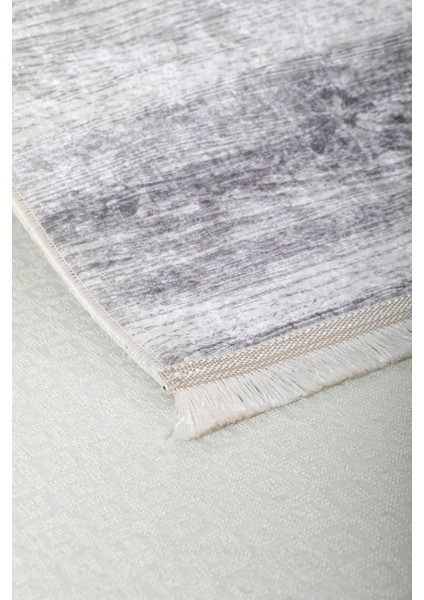 Halı Gri KY7056 Yıkanabilir Saçaklı Kesme Ince Yolluk Kilim Salon Halısı Modelleri fırsatları