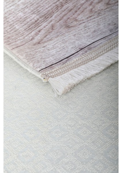 Halı Vizon KY7005 Yıkanabilir Saçaklı Kesme Ince Yolluk Kilim Salon Halısı Modelleri