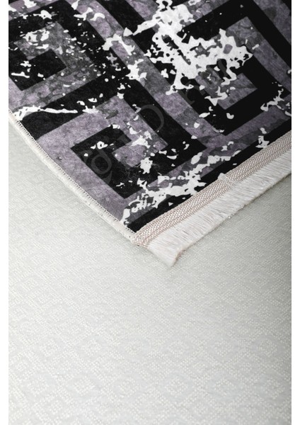 Halı Siyah K1320 Yıkanabilir Saçaklı Kesme Ince Yolluk Kilim Salon Halısı Modelleri fırsatları