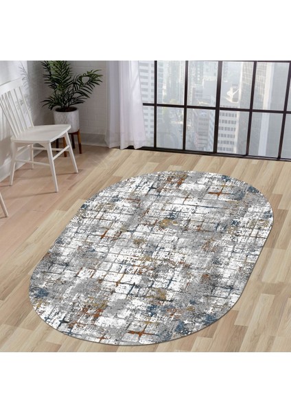 Halı Multi Cool KY7005 Yıkanabilir Oval Kesme Ince Yolluk Kilim Salon Halısı Modelleri