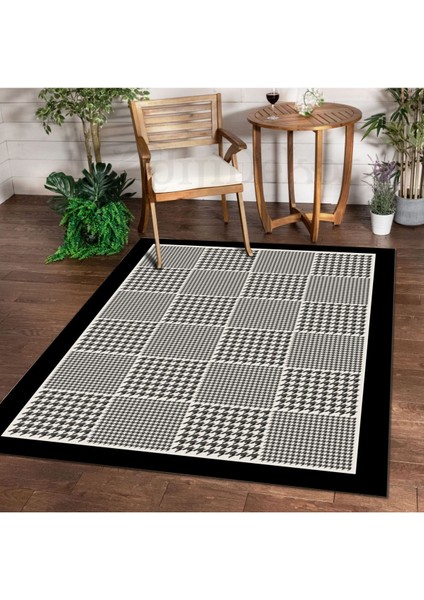 Halı Siyah MT21 Yıkanabilir Saçaksız Kaymaz Kesme Ince Yolluk Kilim Salon Halısı Modeli