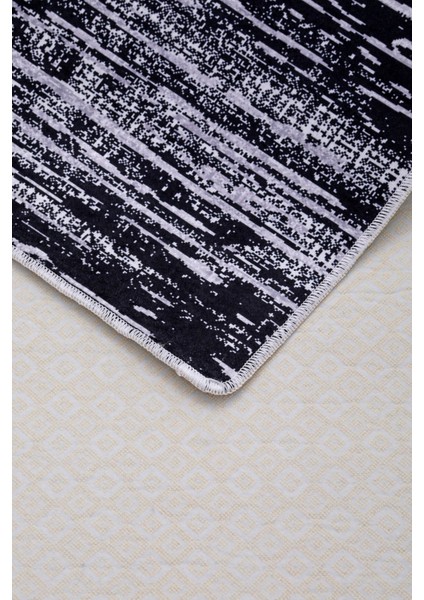 Halı Siyah Gri YM4700 Yıkanabilir Kesme Ince Yolluk Kilim Salon Halısı Modelleri modelleri