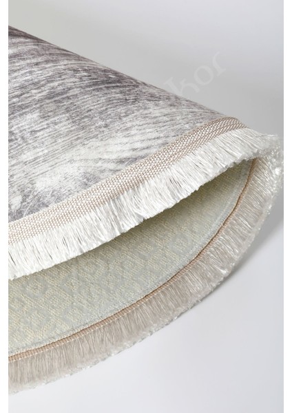 Halı Gri KY7056 Yıkanabilir Saçaklı Oval Kesme Ince Yolluk Kilim Salon Halısı fırsatları