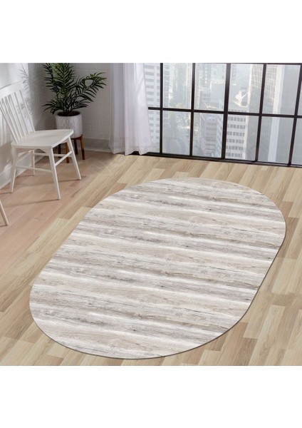 Halı Vizon KY7055 Yıkanabilir Oval Kesme Ince Yolluk Kilim