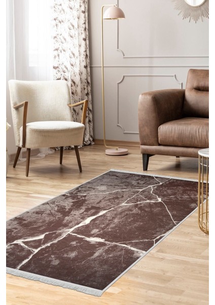 Halı Kahverengi Cool Granit Saçaklı Kesme Ince Yolluk Kilim Salon Halısı Modelleri