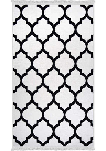 Halı Beyaz Maça Yıkanabilir Saçaklı Kaymaz Kesme Ince Yolluk Kilim