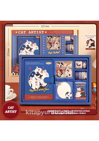 Together With You Temalı Hediye Kutulu Kit Defter Washi Bant Not Kağıdı Sticker Kart GGK NA002