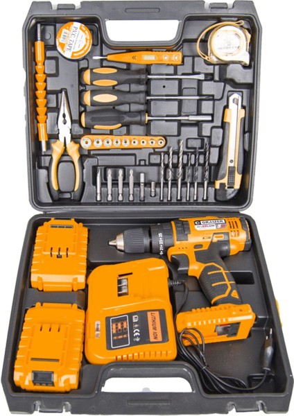 Technology 58 V 5 Ah Darbeli Çift Akülü Şarjlı Vidalama Matkap 32 Parça Hobi Set