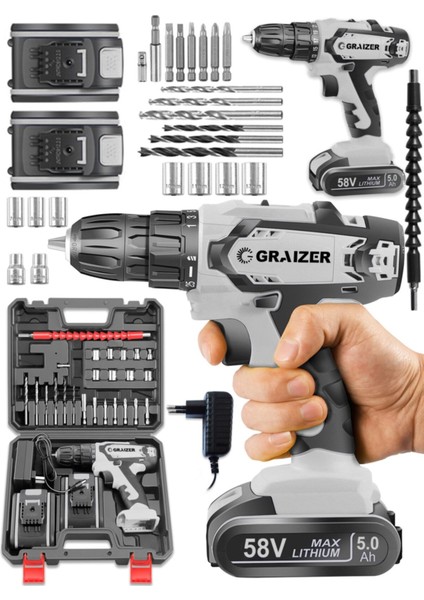 Gtx-58 V 5 Ah Darbeli Metal Şanzuman Bakır Sargılı Çift Akülü Vidalama Matkap + 27 Parça Setli fiyatları