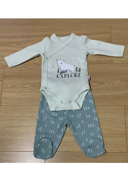 Anka Baby %100 Organik Ikili Bebek Takım Patikli Pantalon Kruvaze Bady