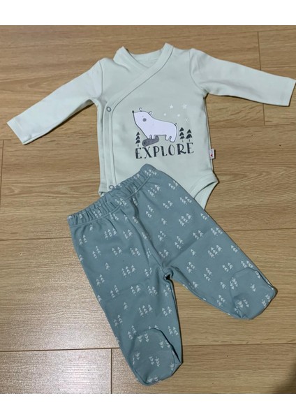 Anka Baby %100 Organik Ikili Bebek Takım Patikli Pantalon Kruvaze Bady