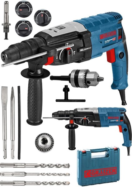 Alman 3000 Watt Kırıcı Delici Sjs Metal Dişli Şanzuman Hilti Darbeli Matkap ve 5 Uç 2-2mm Gri
