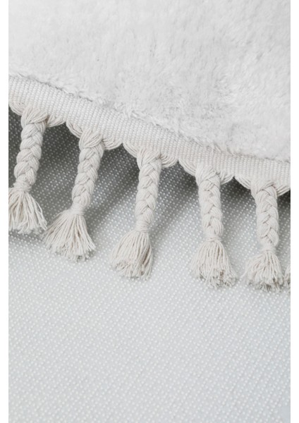 Peluş Halı Beyaz Saçaklı Yuvarlak Kesme Post Yolluk Kilim fırsatları
