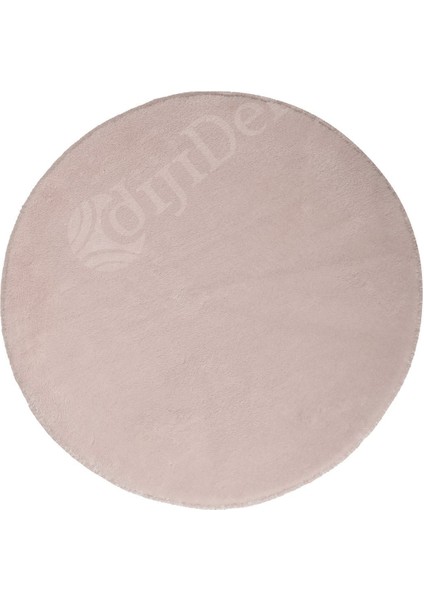 Peluş Halı Pembe Yıkanabilir Yuvarlak Kesme Post Yolluk Kilim