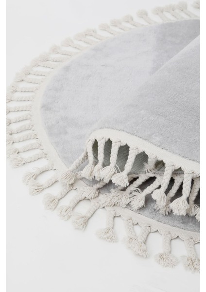 Peluş Halı Açık Gri Saçaklı Oval Kesme Post Yolluk Kilim modelleri