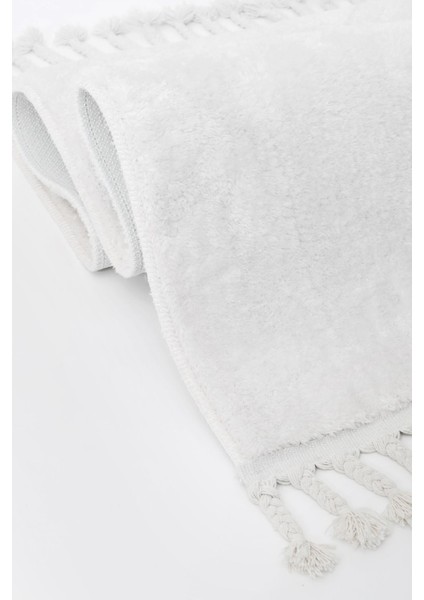 Peluş Halı Beyaz Düz Desenli Saçaklı Kesme Post Yolluk Kilim fırsatları