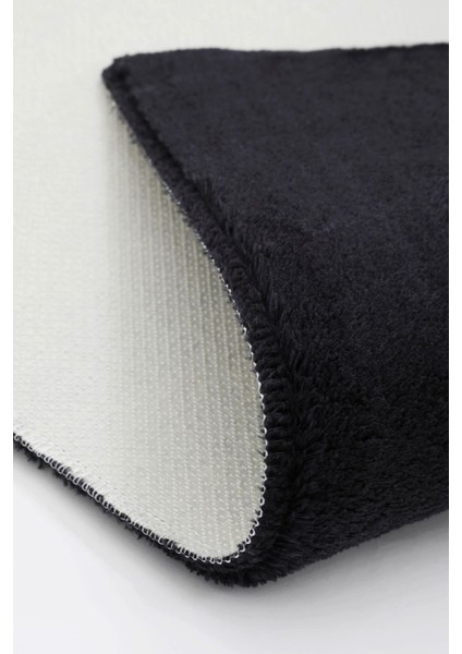 Peluş Halı Siyah Düz Desenli Yıkanabilir Post Yolluk Kilim