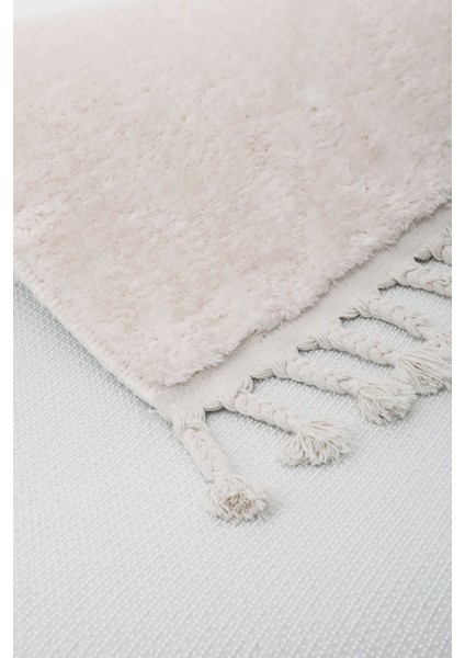 Peluş Halı Açık Vizon Saçaklı Post Kesme Yolluk Kilim