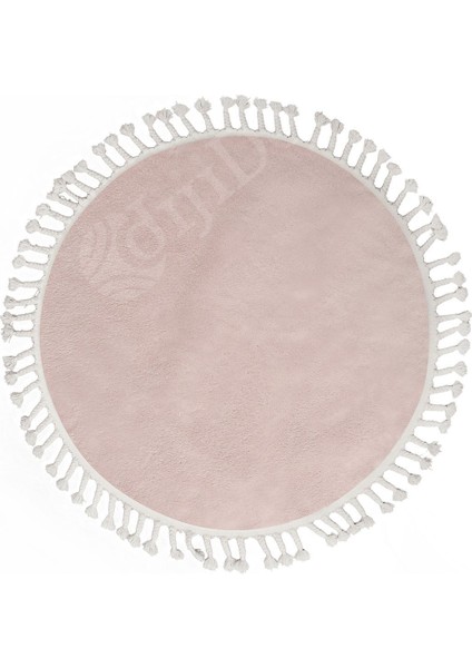 Peluş Halı Pembe Saçaklı Yuvarlak Kesme Post Yolluk Kilim fiyatları